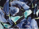 Panama Viscose Fabric - Blue Flower Drawings